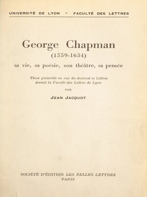 cover image of George Chapman, 1559-1634